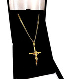 Corrente Grumet 60 Cm Com Crucifixo Tudo Em Ouro 18k 750 