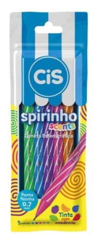 Caneta Esferográfica Cis Spirinho Scents 0.7mm- 5 Cores Cor Da Tinta Colorida