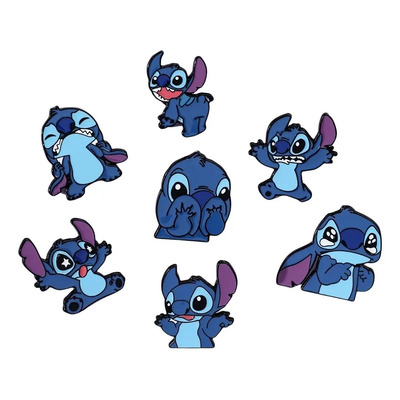 Broche Insignia Metálica Prendedor Lilo Stitch Insignia Azul Animal