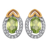 Aretes Topos Para Mujer Con Peridoto Natural En Plata 925