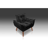 Poltrona Decorativa Opala Luxo Suede Preto - Modena Decor