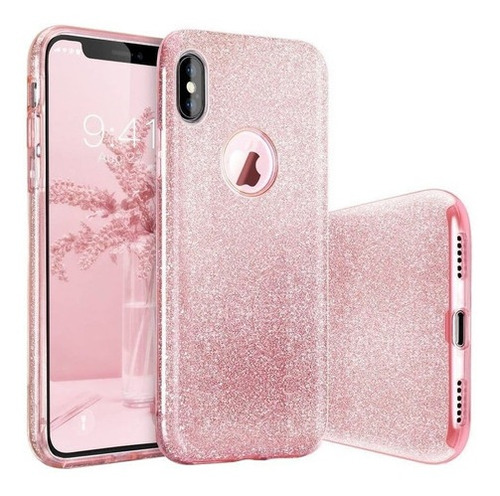 Capa Case Capinha Para iPhone 7 6s 6 Plus Glitter Rosa Luxo
