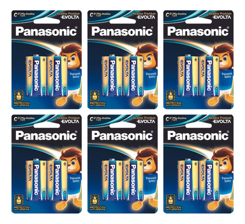 12 Pilas Tipo C Alcalinas Panasonic, Premium Evolta