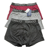 Boxer 3pack Ferrato Negro Gris Tinto Hombre Algodon Elastico