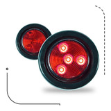 Plafón Redondo Tráiler Camión Rojo 4 Led 2.5in 24v