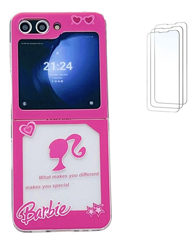 Para Samsung Galaxy Zflip3/4/5 Rosa Barbie Case-b