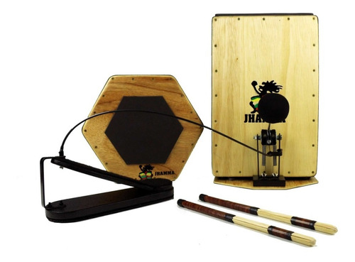 Kit Bateria Acústica Percuteria Cajón, Caixa Pedal E Brindes