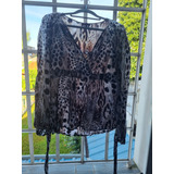 Blusa Animal Print Manga Larga,tiritas Ajuste,casi Sin Uso