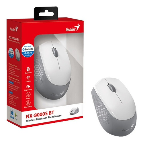 Mouse Inalámbrico Genius  Nx-8000s Bluetooth Blanco