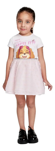 Vestido Manga Corta Casual Paw Patrol Vt01 Rosa