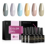 Gel De Uñas Kit Pulimento 6 Pc Color Nude Conjunto Gel...