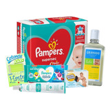 Kit Mamae Bebe Pomada Johnsons Baby Fraldas Pampers Chá Bebe