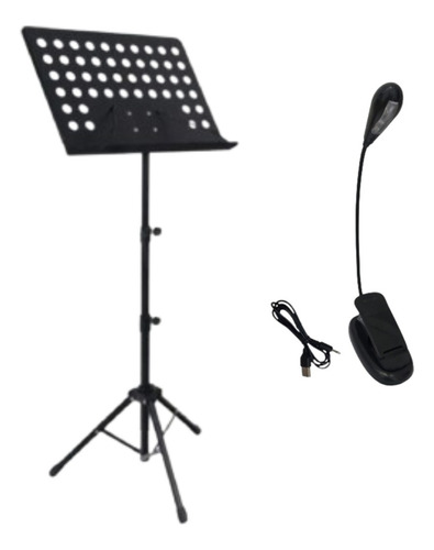 Kit Estante De Partitura Maestro +  Luminaria Luz De Led