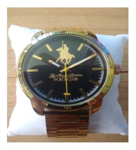 Reloj Hombre Caballero, Acero Color Dorado Poloclub Original