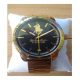 Reloj Hombre Caballero, Acero Color Dorado Poloclub Original