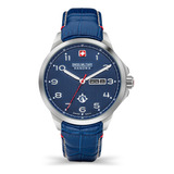Reloj Swiss Military Smwgb2100301 Para Hombre Cristal Zafiro Color De La Malla Azul Color Del Bisel Plateado Color Del Fondo Azul