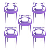 5 Cadeiras Sala De Jantar Cozinha Gourmet Top Chairs Roxa