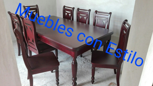 Comedor De 8 Sillas En Madera De Cedro 