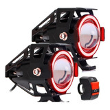 Farol Milha Led Moto U7 Vermelho Neblina Forte Potente