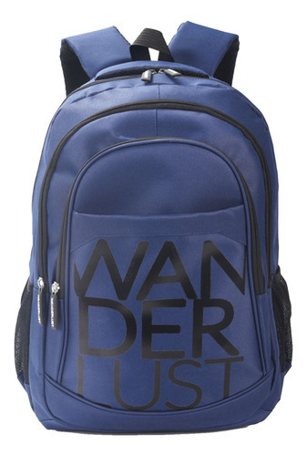 Mochila Porta Notebook Urban Mode Wanderlust Azul Reforzada Diseño De La Tela Liso