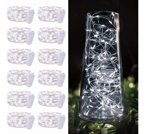 Luces De Navidad Y Decorativas Dahan Dahan 20led*12pcs 2m De Largo 5v - Blanco Frío Con Cable Plateado