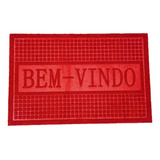 Tapete Capacho Pano Porta Antiderrapante Bem Vindo Vermelho