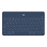 Teclado Logitech Keys To Go Inglês Us Bluetooth Slim Azul Sj