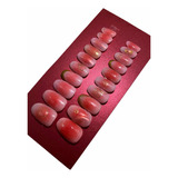 Kit De Uñas Postizas, Press On Rosa Con Adhesivo Lima Palito