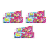 3 Gel Dental Dentil Kids Cálcio Bob Esponja Tutti Frutti