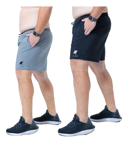 Kit 2 Shorts Bermuda Masculina Básico Tactel Plus Size