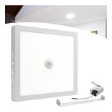 Painel Plafon Led Com Sensor 18w Sobrepor Quadrado Luz Frio Cor Branco Frio 110v/220v