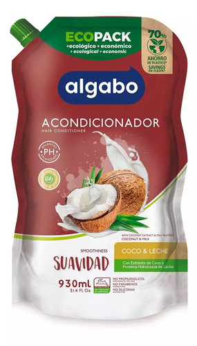 Eco-pack Repuesto Acondicionador Suavidad 930ml Algabo