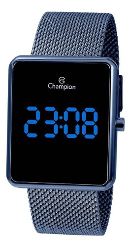 Relógio Champion Unissex Digital Led Ch40080a Azul Quadrado 