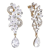 Aretes Colgantes Con Dije Con Flores De Cristal