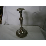 Candelabro En Alpaca Baño Plata Una Vela Base Grabada