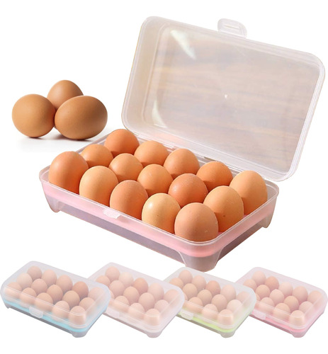 Huevera Organizador X15 Porta Huevos Apilable Con Tapa