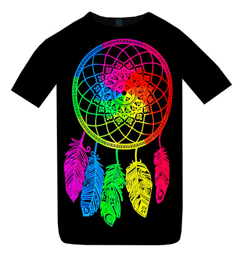 Playera Atrapasueños Fluorescente Efecto Neón Con Luz Negra