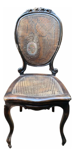 Antiga Cadeira Medalhão Com Palhinha