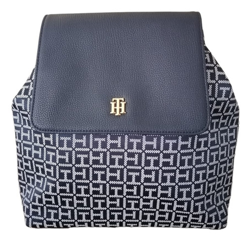 Bolsa Backpack De Tela Tommy Hilfiger Azul Correas Ajustable