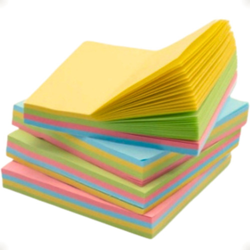 Bloco Adesivo Post-it 400 Folhas Neon 76x76mm Colorido Notas