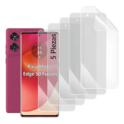 DBGJJR 5x Mica Protector de Pantalla Para Motorola Moto Edge 50 Fusion Curvo Hydrogel Película TPU Flexible Fácil Instalación Sin Burbujas Resistente a Arañazos Antihuellas HD Transparente | Meses sin interés