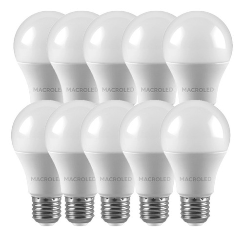 10 Lampara Bulbo Led 6,5w E27 Blanco Frio 6500k Macroled A55