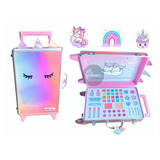 Maleta Infantil Set De Maquillaje Unicornio Con Ruedas Niña