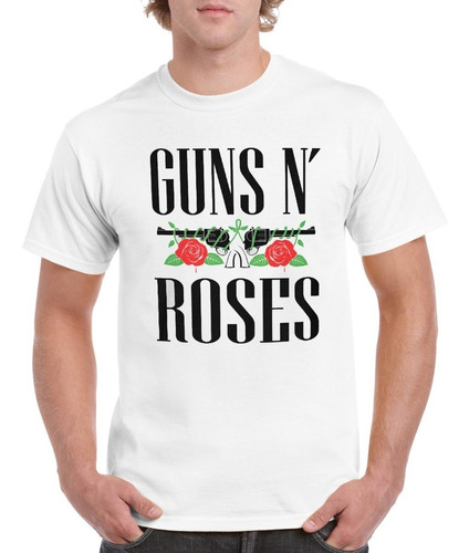 Playera Hombre Blanca Guns And Roses Mod-1