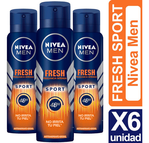 Desodorante Nivea Men Fresh Sport Pack 6 Unidad 150ml