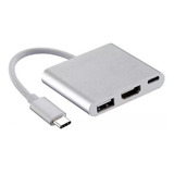 Cabo Adaptador 3x1- Thunderbolt 3.0 Para Hdmi Usb 3.0 Tipo-c