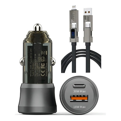 Cargador Auto Rápido 65W Sarafox USB C QC3.0 4en1 Para Samsung iPhone Negro | Meses sin interés