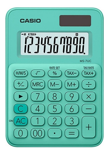Calculadora Casio Ms-7uc De Escritorio Color Verde