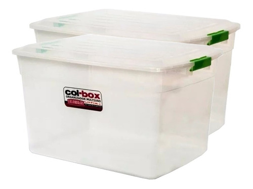 Caja Organizador Plastico Apilable Tapa Taper 42 Litros X 2 Colombraro