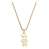 Colar Pingente Menino Divertido Banhado Ouro 18k. C3p90